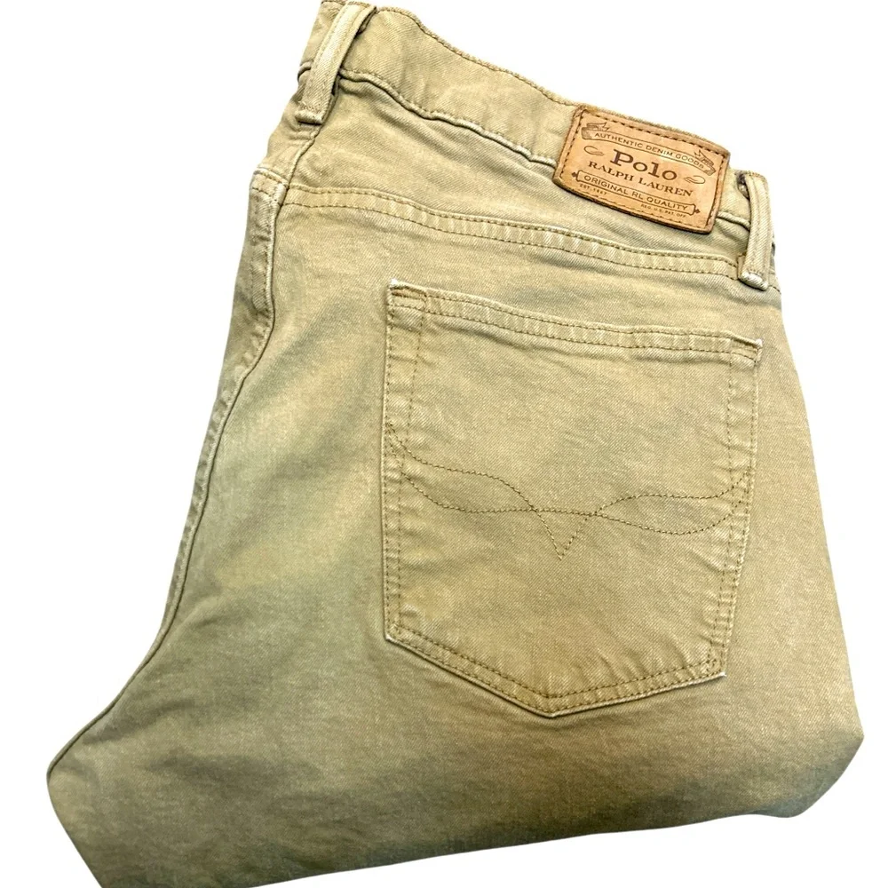 Polo Ralph Lauren Men’s Varick Slim Straight‎ Jeans – Khaki Tan Denim Size 33x30